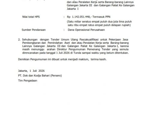 PEMBERITAHUAN PENUNDAAN PENGUMUMAN PEMENANG  TENDER UMUM ULANG PASCAKUALIFIKASI